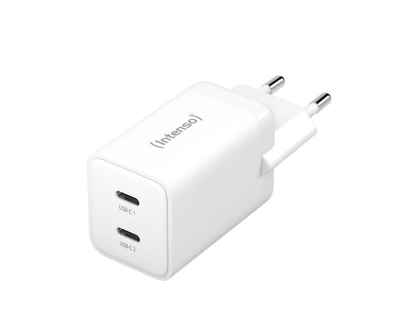 Intenso POWER ADAPTER 2XUSB-C GAN/7804012 Universel Hvid Vekselstrøm Hurtig opladning Indendørs