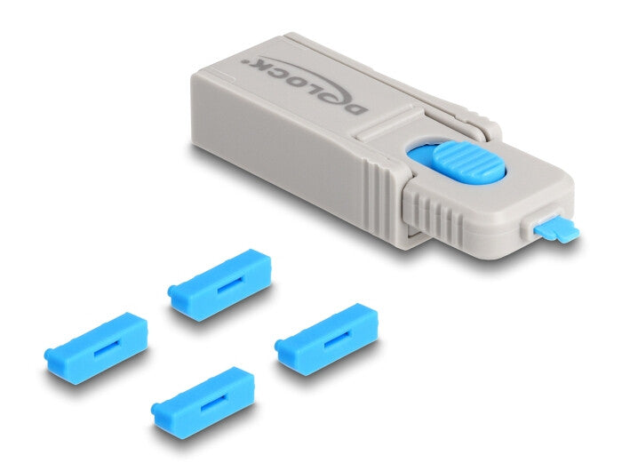 DeLOCK 20927 portblokering Portblokering + nøgle DisplayPort Blå, Grå Plast 5 stk