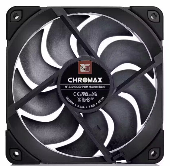 Noctua NF-A12x25 G2 PWM chromax.black Computerkabinet Ventilator 12 cm Sort 1 stk