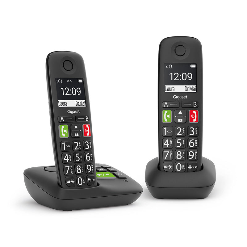 Gigaset E290A Duo Analog/DECT-telefon Nummervisning Sort