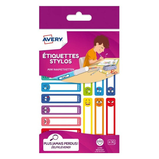 Avery RESMI30S selvklæbende etiket Rektandel Permanent Flerfarvet 30 stk