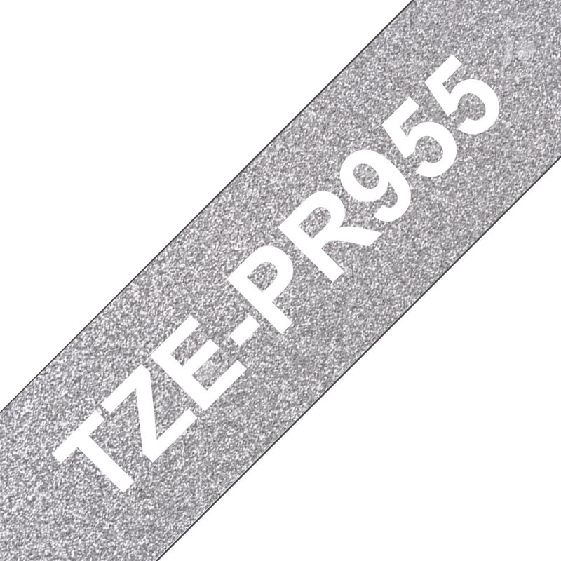 Brother TZE-PR955 etiketbånd Hvid på sølv