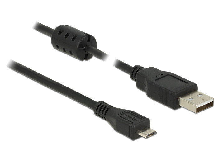 DeLOCK 2m, USB 2.0-A/USB 2.0 Micro-B USB-kabel USB A Micro-USB B 0,48 Gbit/sek. Sort