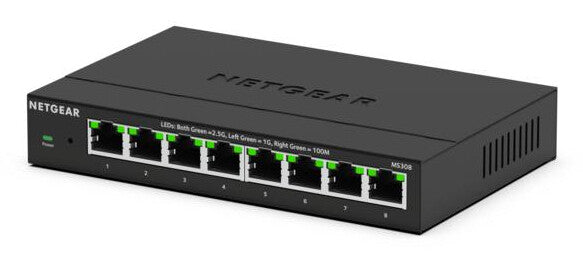 NETGEAR MS308 Ikke administreret 2.5G Ethernet (100/1000/2500) Sort