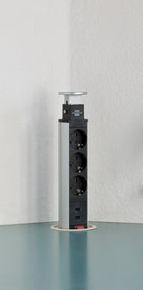Brennenstuhl 1396200013 stikdåse 2 m 3 AC stikkontakt(er) Indendørs Aluminium, Sort