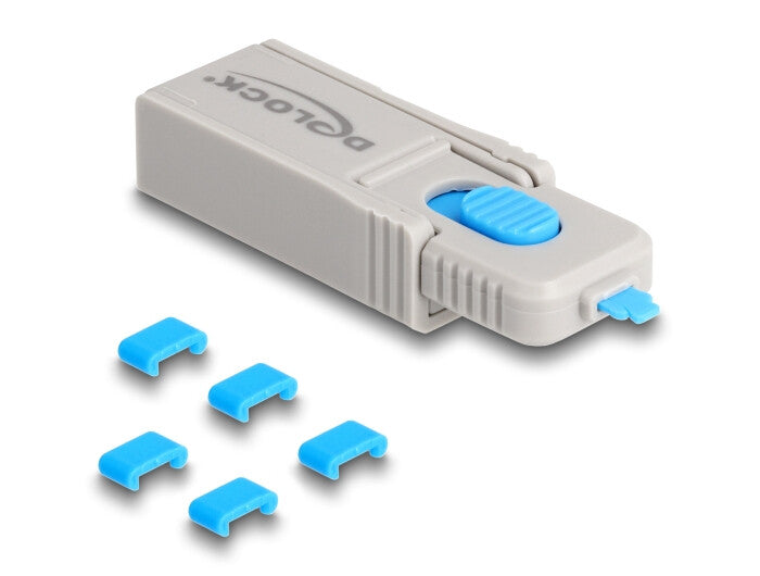 DeLOCK 20926 portblokering Portblokering + nøgle USB Type-C Blå, Grå Plast 11 stk