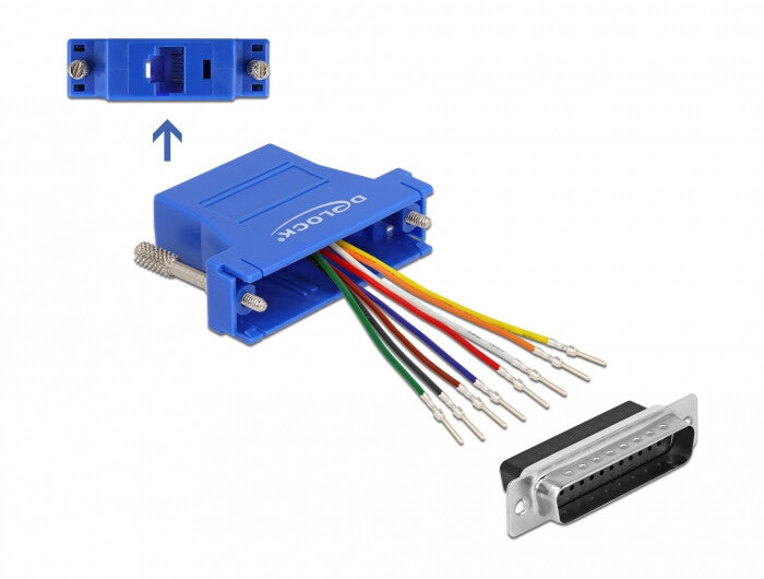 DeLOCK 66648 kabel kønsskifter D-Sub 25 pin RJ45 jack Blå
