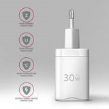 Axagon ACU-PD30W wall charger 1x QC3.0/AFC/FCP/PD type-C 30W white Mobiltelefon, Smartphone, SmartWatch, Tablet, Universel Hvid Vekselstrøm Hurtig opladning Indendørs