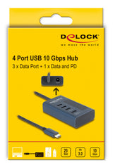 DeLOCK 64189 interface hub USB 3.2 Gen 1 (3.1 Gen 1) Type-C 10000 Mbit/s Blå