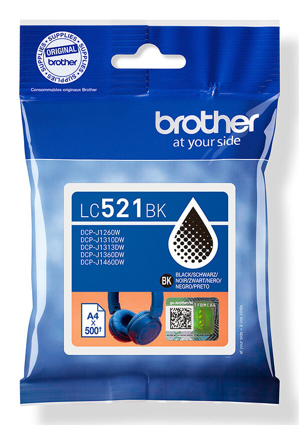 Brother LC521BK blækpatron 1 stk Original Sort