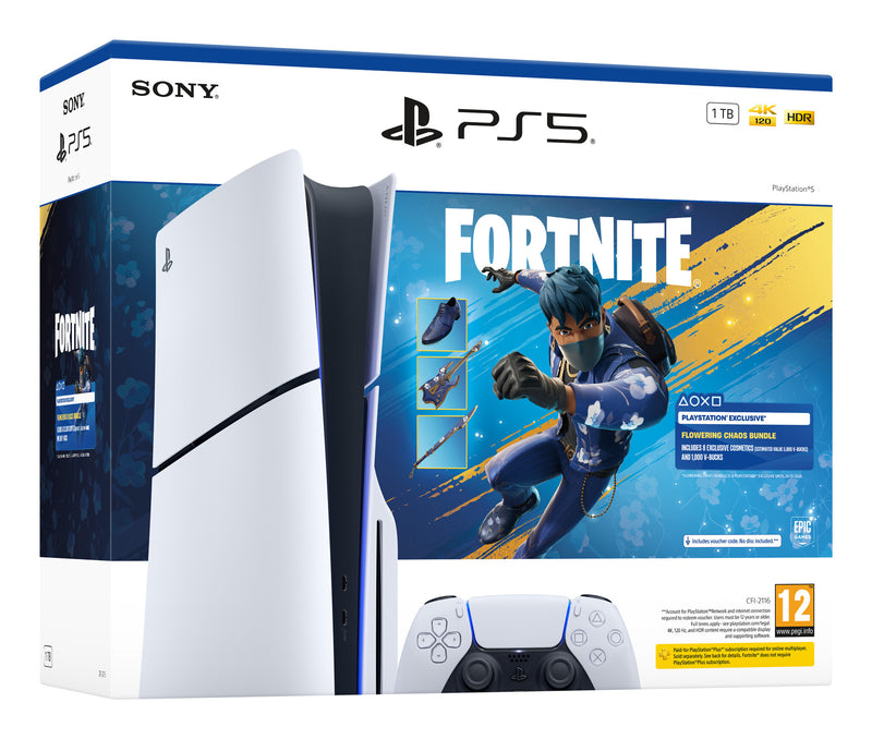 Sony Interactive Entertainment PlayStation 5 - Fortnite Flowering Chaos Bundle 1 TB Wi-Fi Sort, Hvid