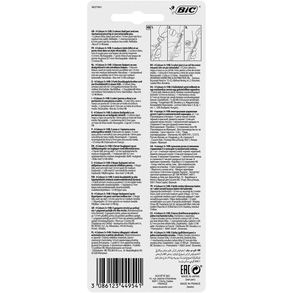 BIC 942103 kuglepen Sort, Blå, Rød, Sølv Kuglepen med flere funktioner Mellem 1 stk