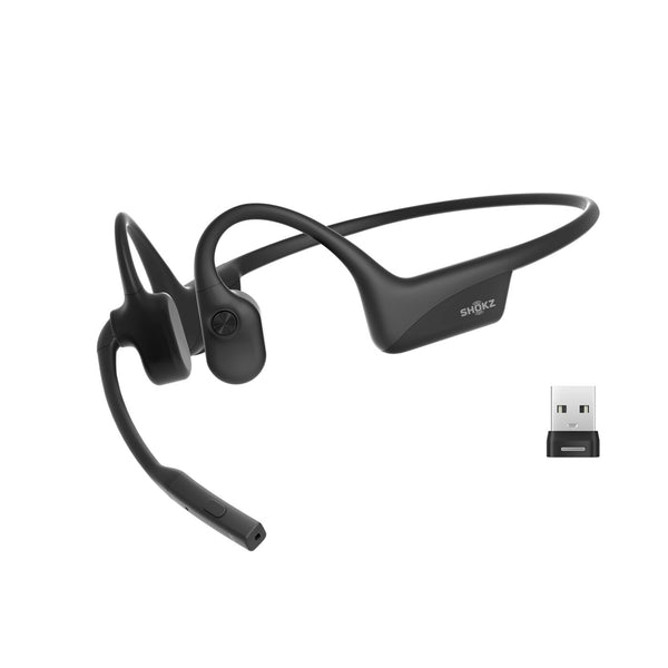 SHOKZ OpenComm2 UC 2025 Upgrade Headset Trådløs Ørekrog Kontor/Callcenter Bluetooth Sort
