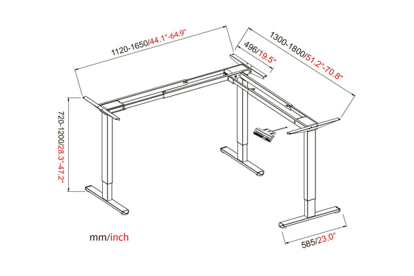Digitus DA-90453 stel til skrivebord Elektrisk 3 ben Hvid