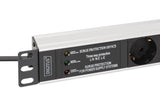 Digitus DN-95441 strømforsyningsenhed (PDU) 7 AC stikkontakt(er) 1U Sort, Sølv