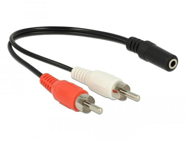 DeLOCK 85806 lydkabel 0,2 m 2 x RCA 3.5mm Sort, Rød, Hvid