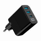 Gembird TA-UC-PDQC30LCD-BK-02 oplader til mobil enhed Universel Sort Vekselstrøm Hurtig opladning Indendørs