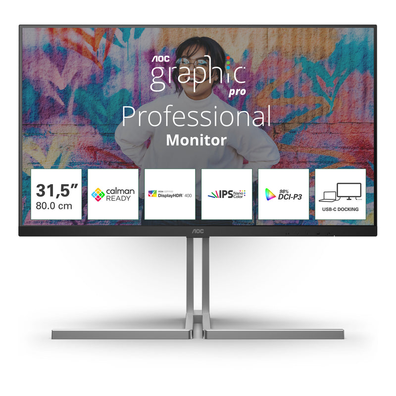 AOC U3 U32U3CV computerskærm 80 cm (31.5") 3840 x 2160 pixel 4K Ultra HD LCD Sort