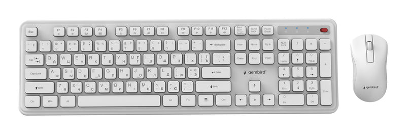 Gembird KBS-WPS-01-W-CYRL tastatur Mus inkluderet Kontor RF trådløst QWERTY US International, Ukrainsk, Russisk Hvid