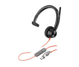 HP Poly Blackwire 3315 Monaural USB-C Headset +3.5mm Plug +USB-C/A Adapter