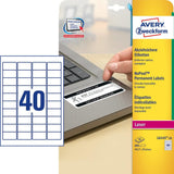 Avery L6145-20 selvklæbende etiket Afrundet rektangel Permanent Hvid 800 stk