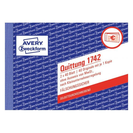 Avery 1742 regnskabsblanket og -bog A6 40 Sider