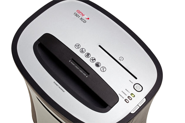 Genie 1501 XCD papirmakulator Stribe makulering 67 dB 22 cm Sort, Sølv