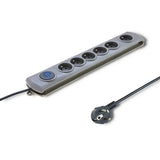 Qoltec 50165 overspændingsbeskytter Grå 6 AC stikkontakt(er) 230 V 1,8 m
