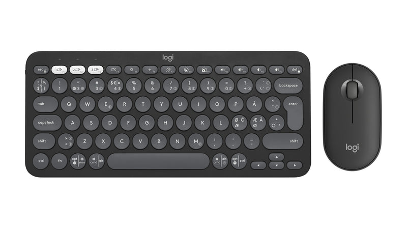 Logitech 920-012257 tastatur Mus inkluderet Universel RF trådløs + Bluetooth QWERTY Nordisk Grafit
