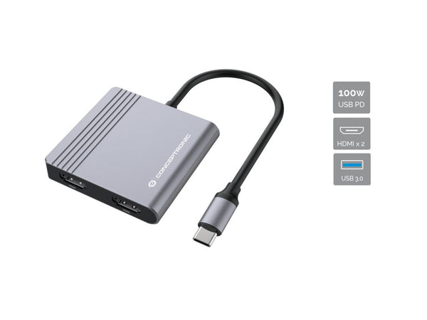 Conceptronic DONN13G dockingstation Ledningsført USB 3.2 Gen 1 (3.1 Gen 1) Type-C Grå