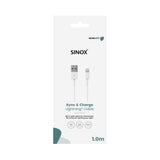 Sinox Lightning kabel. 1m. Hvid