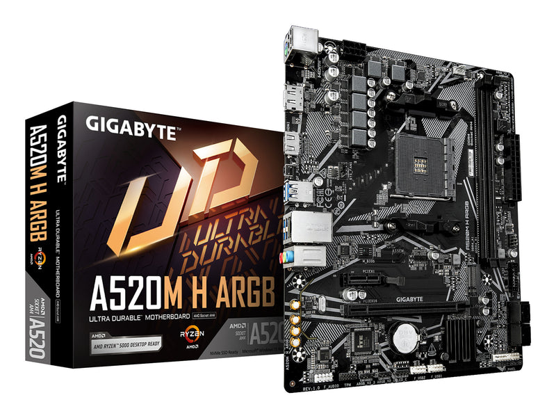 GIGABYTE A520M H ARGB bundkort AMD A520 Stik AM4 micro ATX