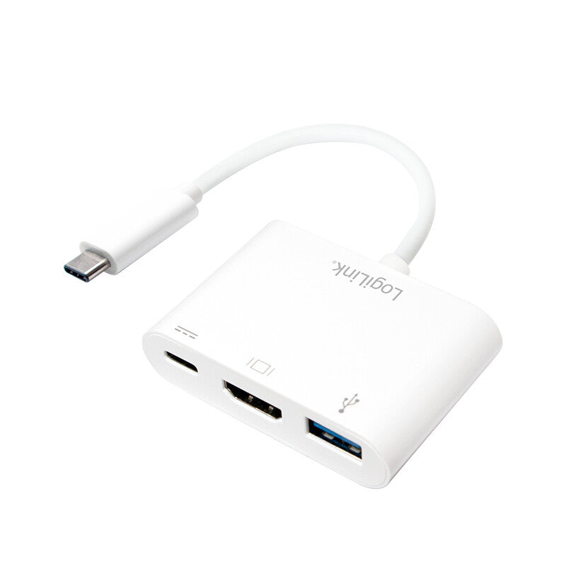LogiLink 0.14m, 2xUSB-C/HDMI+USB A Hvid