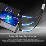 UNITEK 3-in-1 USB-C to USB-kabel USB 2.0 1,5 m USB C USB C/Micro-USB B/Lightning 0,48 Gbit/sek. 20 W Sort