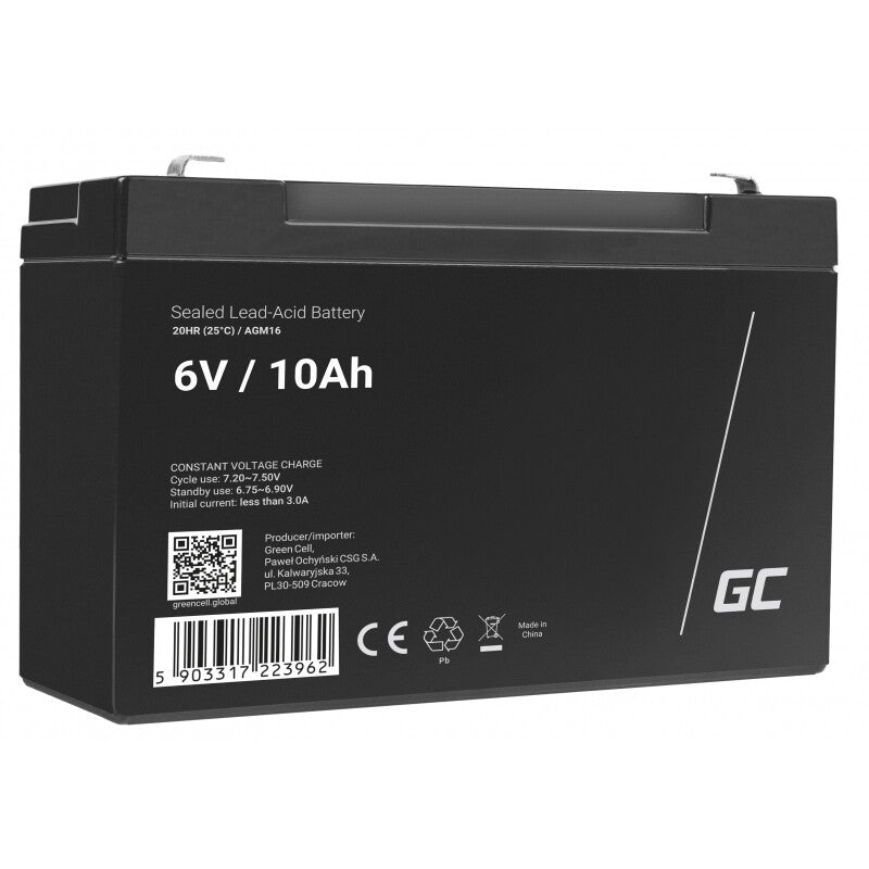Green Cell AGM16 UPS batteri Blybatterier (VRLA) 6 V 10 At