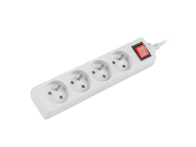 Lanberg PS1-04E-0150-W stikdåse 1,5 m 4 AC stikkontakt(er) Indendørs Hvid