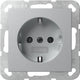 GIRA System 55 stikkontakt Schuko Aluminium