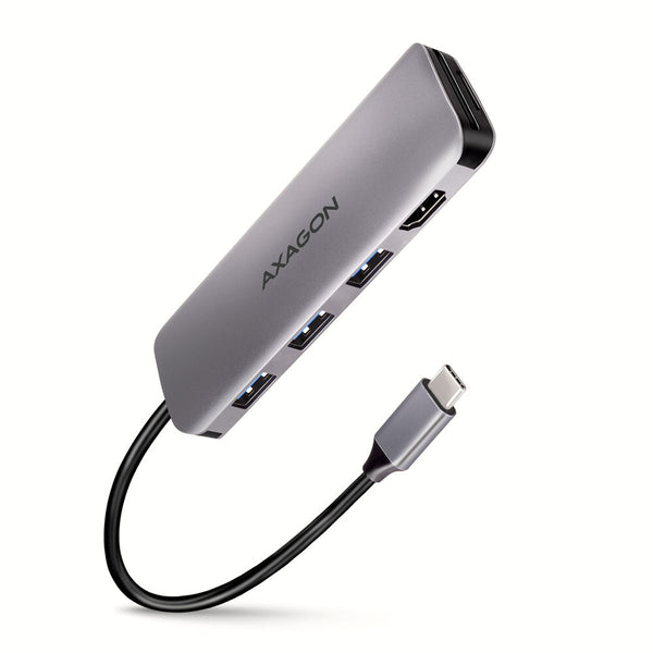 Axagon HMC-HCR3A 3x USB-A+ HDMI+ SD/microSD USB-C 3.2 Gen 1 hub 20cm Ledningsført USB 3.2 Gen 1 (3.1 Gen 1) Type-C Grå