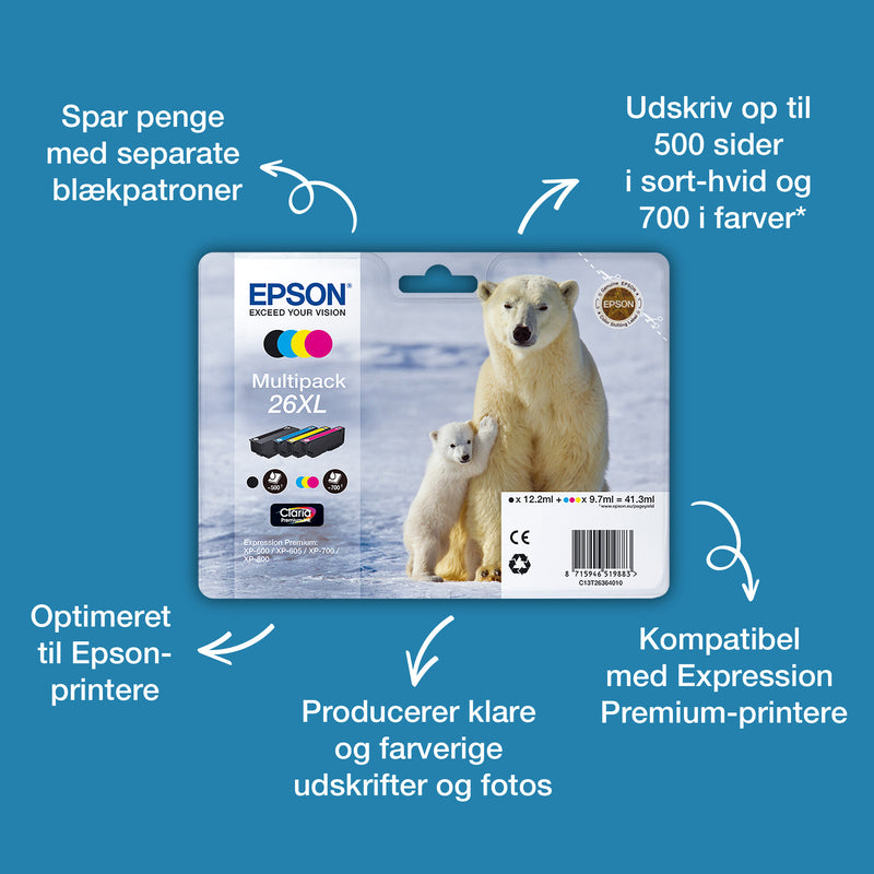 Epson Polar bear 26 isbjørn Claria Premium enkeltpakke gult blæk