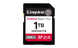 Kingston Technology 1 TB Canvas React Plus SDXC UHS-II 280R/150W U3 V60 til fuld HD/4K