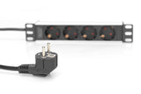 Digitus DN-95418 strømforsyningsenhed (PDU) 4 AC stikkontakt(er) 0U/1U Sort