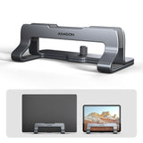 Axagon STND-VG Vertikaler Laptop-Ständer, einstellbare Breite, Aluminium Stander til laptop og tablet Grå 43,9 cm (17.3")