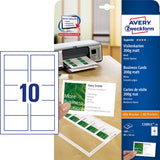 Avery Business Cards 85 x 54 Quick & Clean 10 Sheets visitkort Laser/inkjet Papir 100 stk