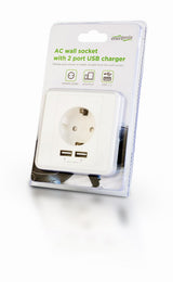 EnerGenie EG-ACU2A2-01 stikkontakt 2 x USB + CEE 7/3 Hvid