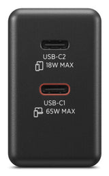 Lenovo Dual USB-C 65W GaN Charger Universel Sort Vekselstrøm Indendørs