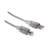Manhattan 333405 USB-kabel USB 2.0 1,8 m USB A USB B 0,48 Gbit/sek. Sølv