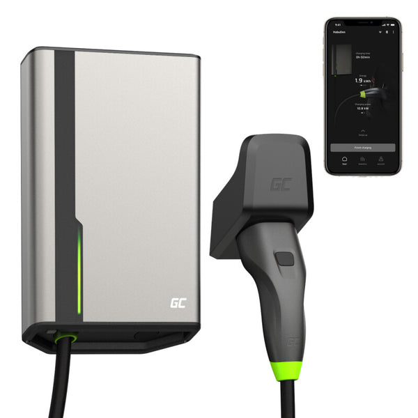 Green Cell EVGC021A2275 ladestation til elektriske køretøjer Grå Aluminium Væg 3 Indbygget skærm LED