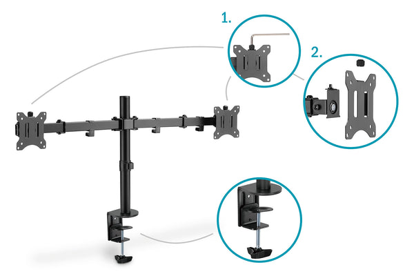 Digitus DA-90400 skærmbeslag og -stativer 81,3 cm (32") Skrivebord Sort