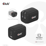 CLUB3D CAC-1913EU oplader til mobil enhed Universel Sort Vekselstrøm Hurtig opladning Indendørs
