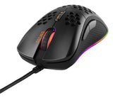 Deltaco Gaming DM210 ultralet gamingmus, 6400 DPI, RGB, gummibelagte sidegreb, sort